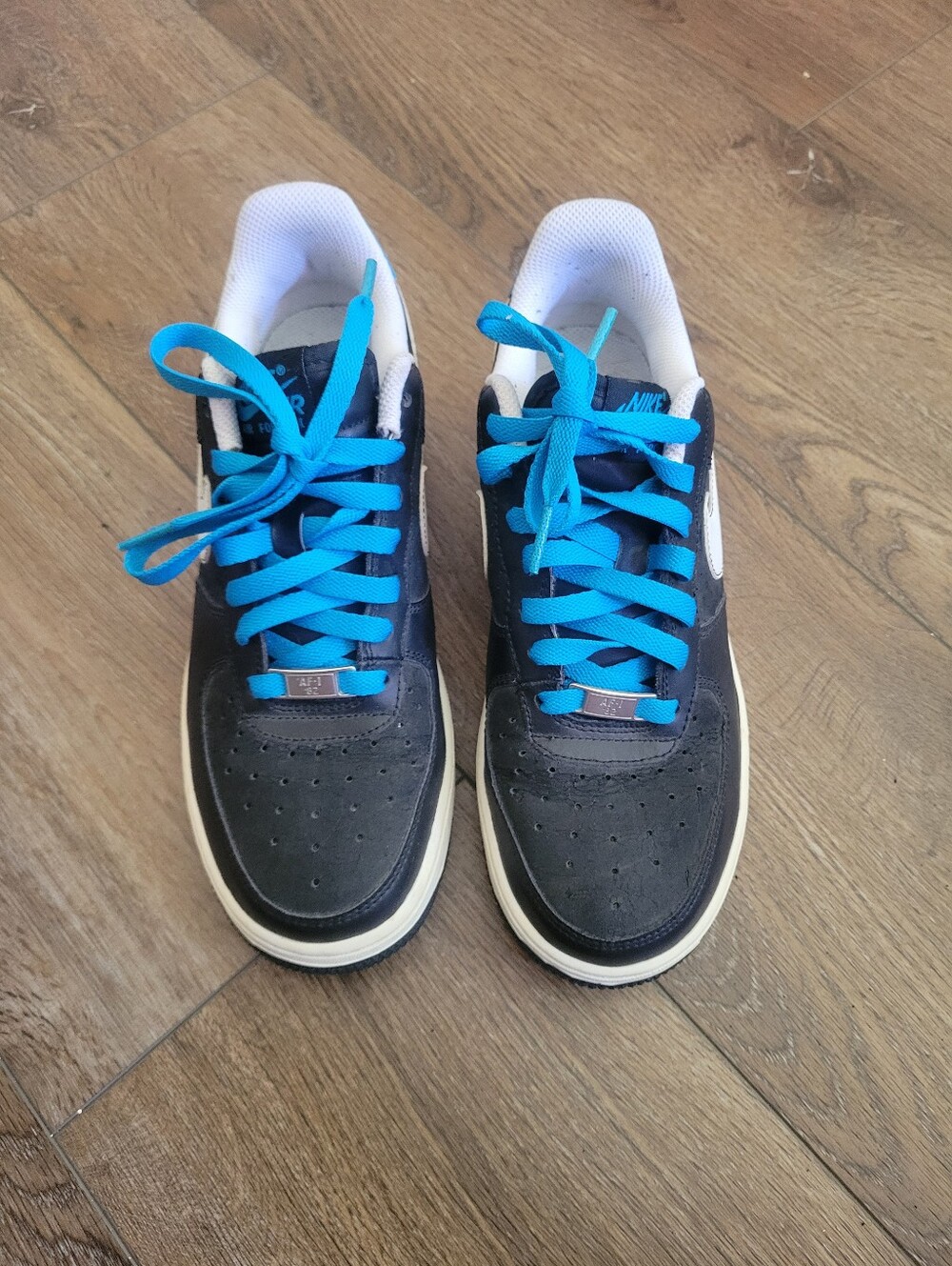Men's Black Athletic Sneakers with Blue Laces